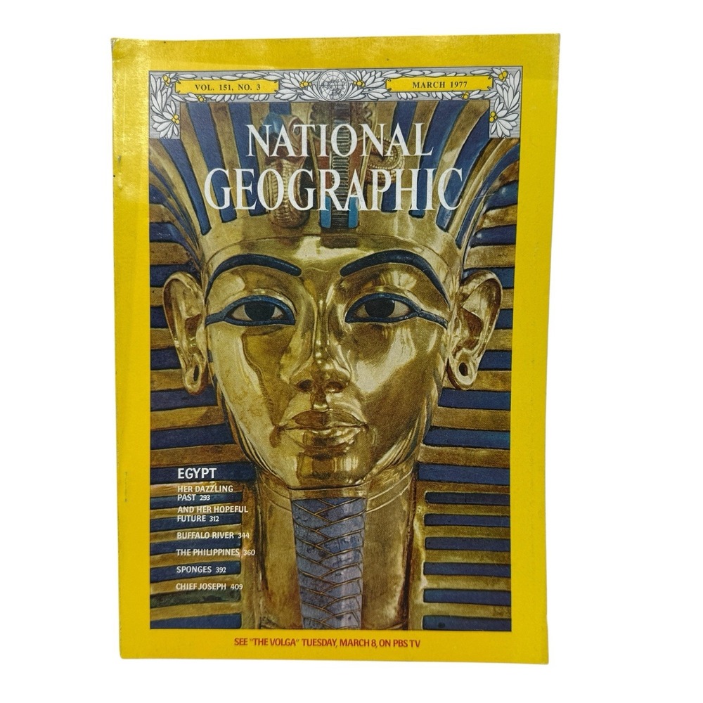 March 1977 National Geographic Magazine Egypt King Tut Buffalo‎ River Vol 151 #3